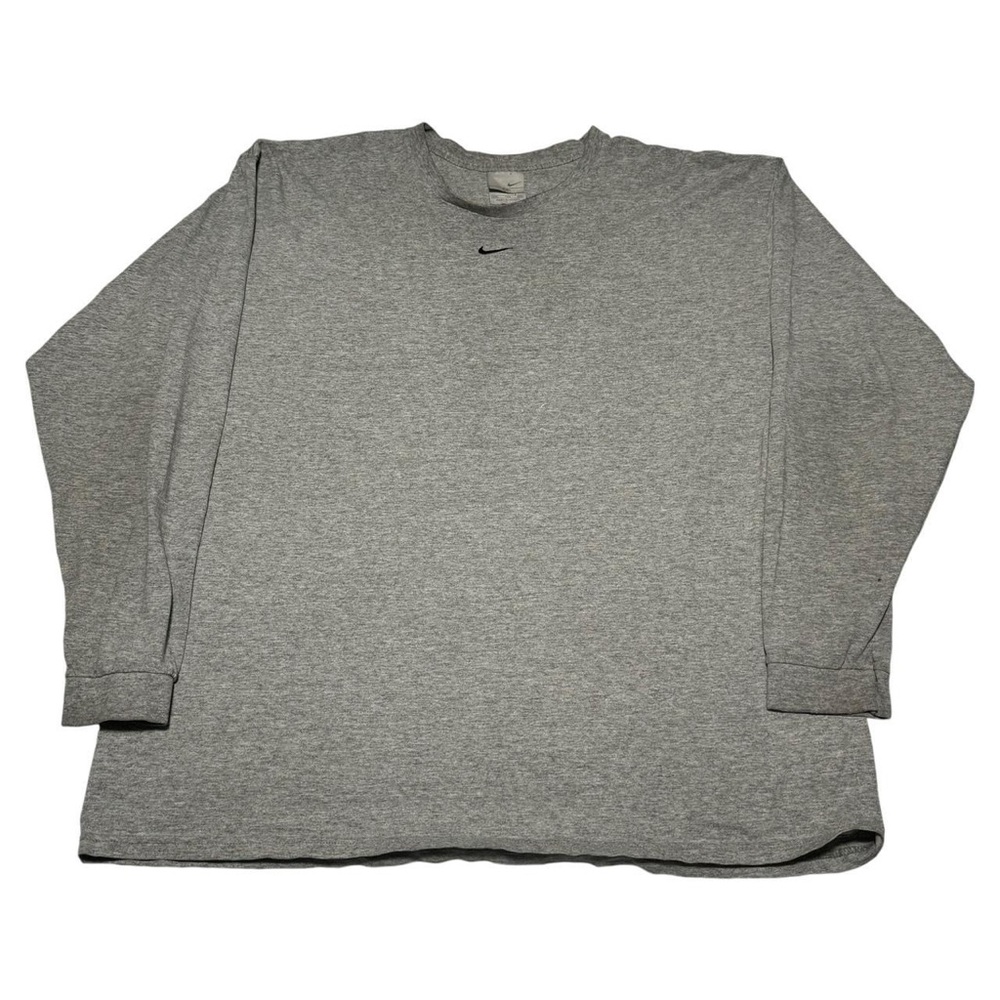 Y2K Vintage Nike Center Swoosh Gray Long Sleeve Shirt Adult 2XL